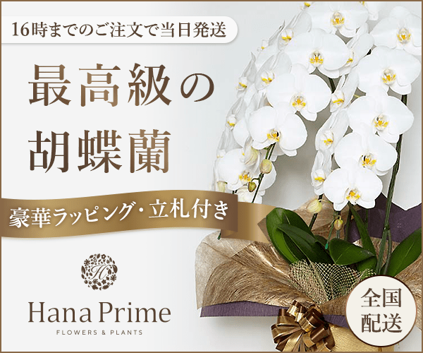 『Hana Prime』「あらゆる瞬間に想いを込めたお花を!」花輪が大きく並びの綺麗な高品質胡蝶蘭を心を込めてお届け。